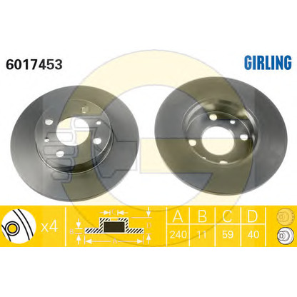 Photo Kit de freins, frein à disques GIRLING 6411541