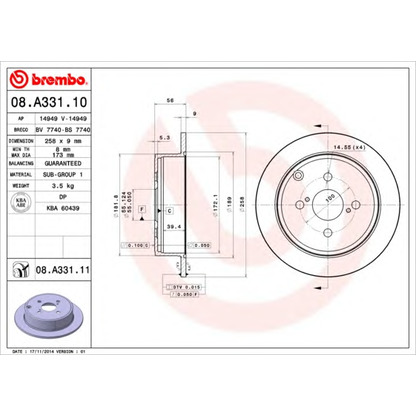 Foto Disco  freno AP 14949V