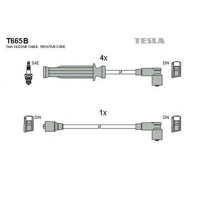 Фото Комплект проводов зажигания TESLA T665B