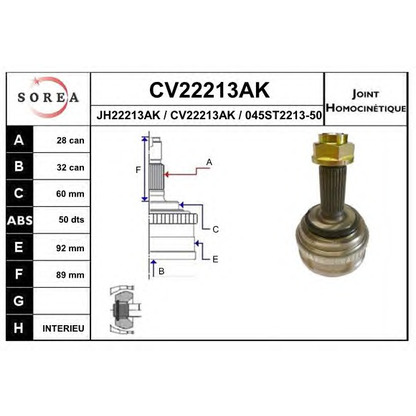 Foto Kit giunti, Semiasse EAI CV22213AK