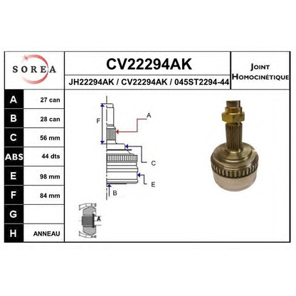 Foto Gelenk, Antriebswelle EAI CV22294AK