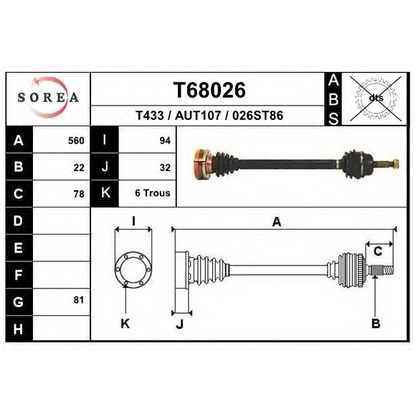 Foto Albero motore/Semiasse EAI T68026