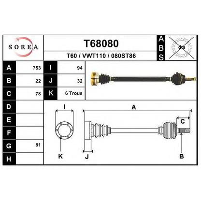 Foto Albero motore/Semiasse EAI T68080