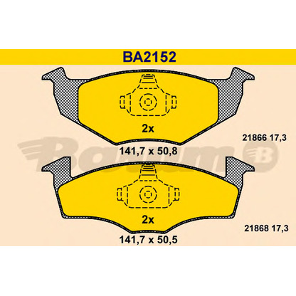 Photo Brake Pad Set, disc brake BARUM BA2152
