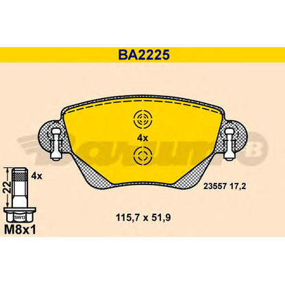 Photo Kit de plaquettes de frein, frein à disque BARUM BA2225