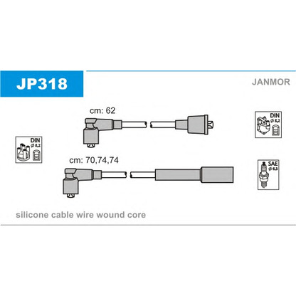 Фото Комплект проводов зажигания JANMOR JP318