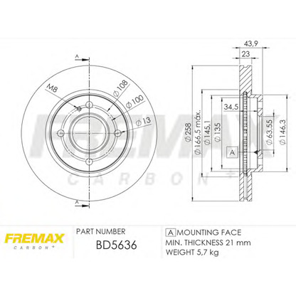 Zdjęcie Tarcza hamulcowa FREMAX BD5636