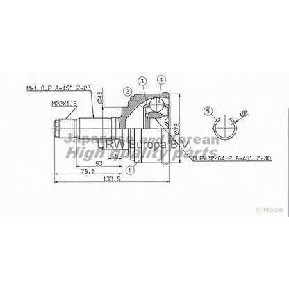 Photo Joint Kit, drive shaft ASHUKI HO140