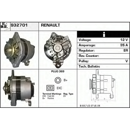 Zdjęcie Alternator EDR 932701