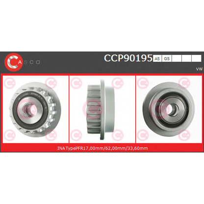 Photo Alternator Freewheel Clutch; Freewheel, air conditioning compressor CASCO CCP90195GS