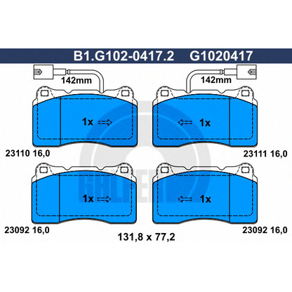 Foto Kit pastiglie freno, Freno a disco GALFER B1G10204172