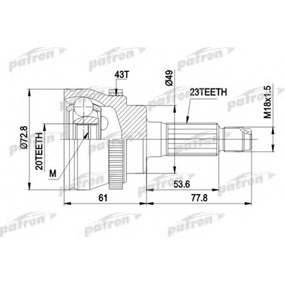 Photo Joint Kit, drive shaft PATRON PCV1394