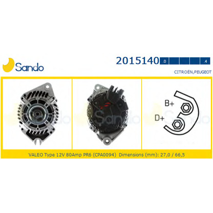 Zdjęcie Alternator SANDO 20151400