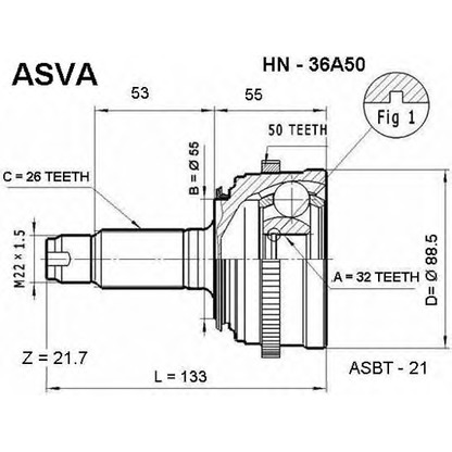 Foto Gelenksatz, Antriebswelle ASVA HN36A50