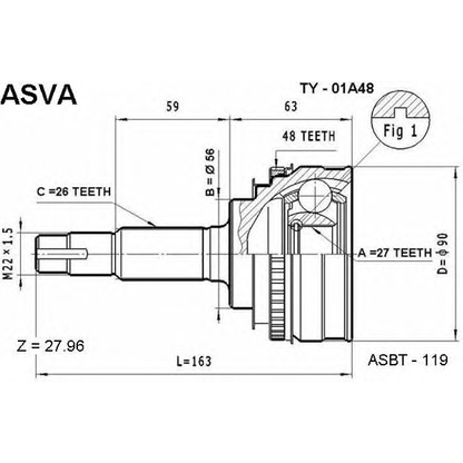 Foto Kit giunti, Semiasse ASVA TY01A48