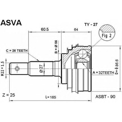 Photo Jeu de joints, arbre de transmission ASVA TY27