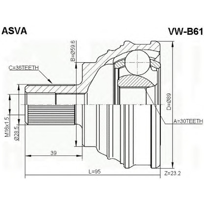 Photo Jeu de joints, arbre de transmission ASVA VWB61