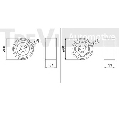 Photo Deflection/Guide Pulley, v-ribbed belt TREVI AUTOMOTIVE TA1277
