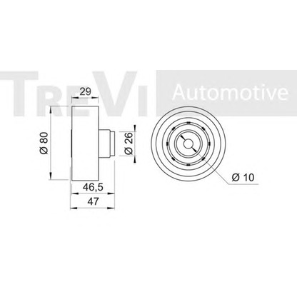 Photo Deflection/Guide Pulley, timing belt TREVI AUTOMOTIVE TD1023