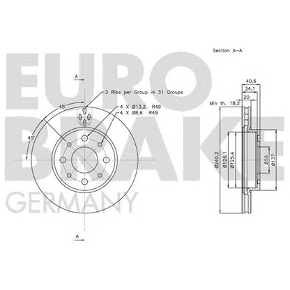 Foto Disco  freno EUROBRAKE 5815202343