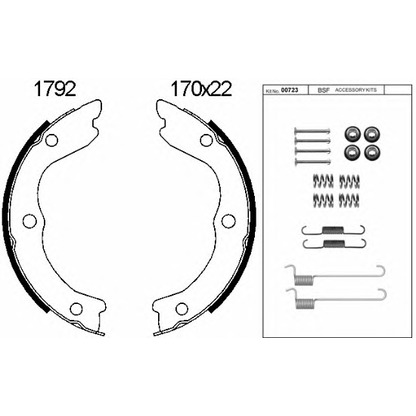 Фото Комплект тормозных колодок, стояночная тормозная система BSF 01792K