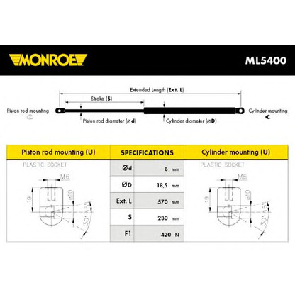 Foto Gasfeder, Koffer-/Laderaum MONROE ML5400