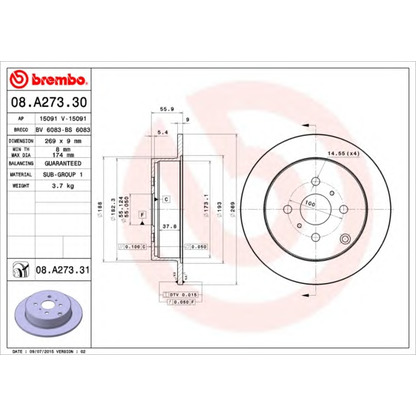 Foto Bremsscheibe BREMBO 08A27330