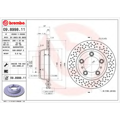 Photo Brake Disc BREMBO 09899811