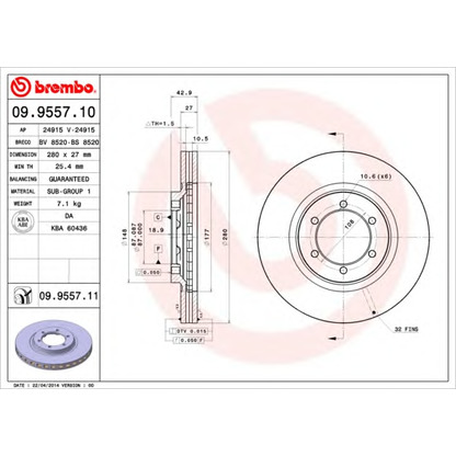 Zdjęcie Tarcza hamulcowa BREMBO 09955710