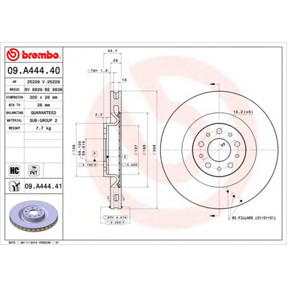 Foto Disco  freno BREMBO 09A44440