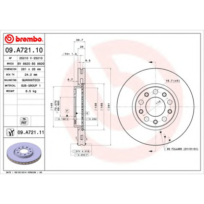 Foto Disco de freno BREMBO 09A72111