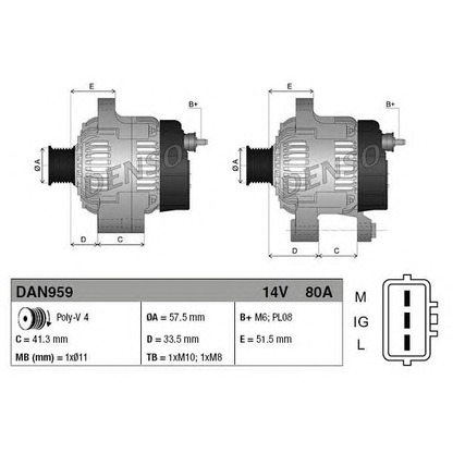 Foto Alternador DENSO DAN959