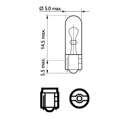 Photo Bulb, interior light; Bulb, instrument lighting; Bulb; Bulb, interior light; Bulb, auxiliary stop light; Bulb, glove box light PHILIPS 12516B2