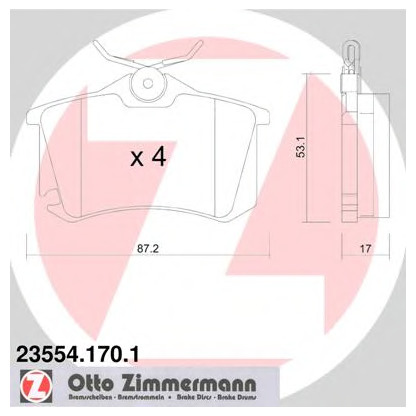 Photo Kit de plaquettes de frein, frein à disque ZIMMERMANN 235541701