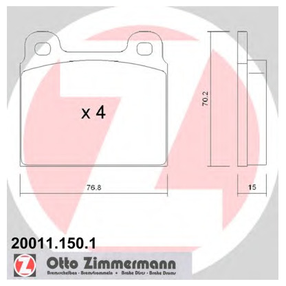 Фото Комплект тормозных колодок, дисковый тормоз ZIMMERMANN 200111501