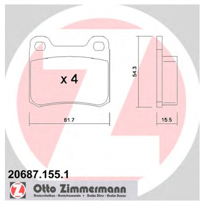 Photo Brake Pad Set, disc brake ZIMMERMANN 206871551