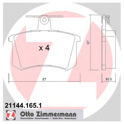 Photo Kit de plaquettes de frein, frein à disque ZIMMERMANN 211441651