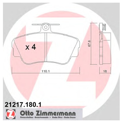 Photo Kit de plaquettes de frein, frein à disque ZIMMERMANN 212171801