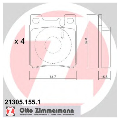 Photo Kit de plaquettes de frein, frein à disque ZIMMERMANN 213051551