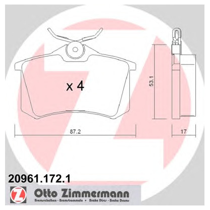 Zdjęcie Zestaw klocków hamulcowych, hamulce tarczowe ZIMMERMANN 209611721