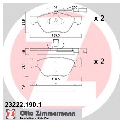Photo Kit de plaquettes de frein, frein à disque ZIMMERMANN 232221901