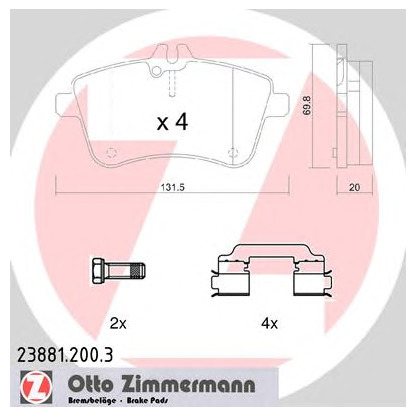 Photo Kit de plaquettes de frein, frein à disque ZIMMERMANN 238812003