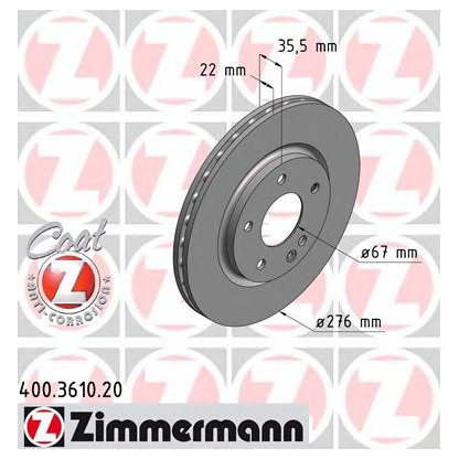 Photo Disque de frein ZIMMERMANN 400361020