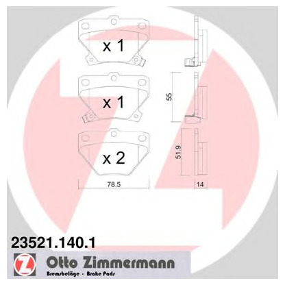 Photo Kit de plaquettes de frein, frein à disque ZIMMERMANN 235211401