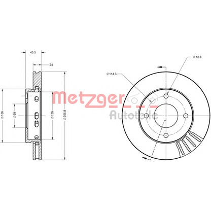 Zdjęcie Tarcza hamulcowa METZGER 6110111