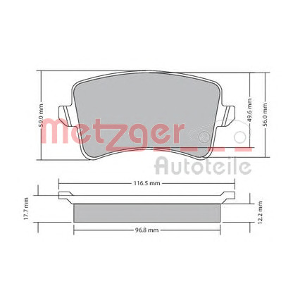 Photo Kit de plaquettes de frein, frein à disque METZGER 1170113