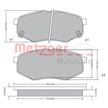 Foto Kit pastiglie freno, Freno a disco METZGER 1170524